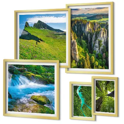 Set of 5 wall art pieces Landscapes mountains rivers forests