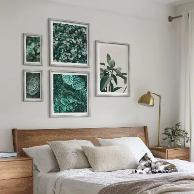 Framed photo set Plant motifs green leaves