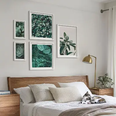 Framed photo set Plant motifs green leaves