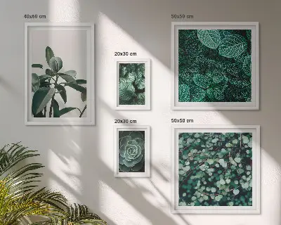 Framed photo set Plant motifs green leaves