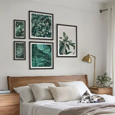 Framed photo set Plant motifs green leaves