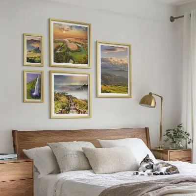 Framed photo set Mountain landscapes waterfalls