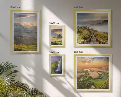 Framed photo set Mountain landscapes waterfalls