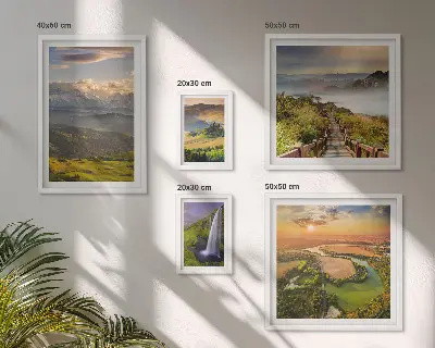 Framed photo set Mountain landscapes waterfalls
