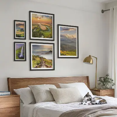 Framed photo set Mountain landscapes waterfalls