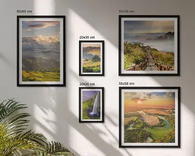 Framed photo set Mountain landscapes waterfalls