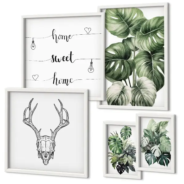 Set of 5 wall art pieces Plant motifs with nature home
