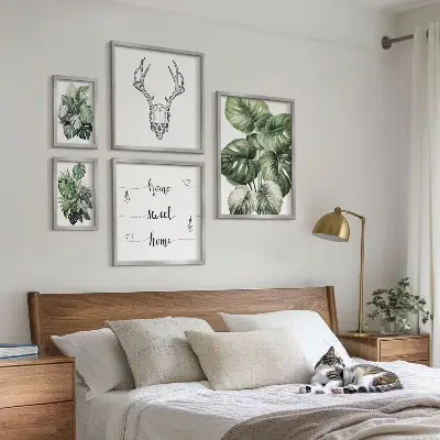 Set of 5 plant motif wall art pieces with nature home decor