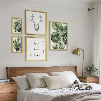 Set of 5 wall art pieces Plant motifs with nature home