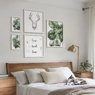 Set of 5 wall art pieces Plant motifs with nature home