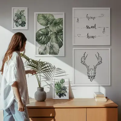 Set of 5 wall art pieces Plant motifs with nature home