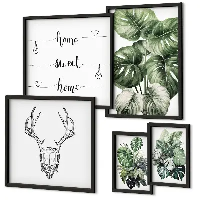 Set of 5 wall art pieces Plant motifs with nature home