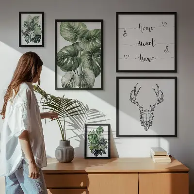 Set of 5 plant motif wall art pieces with nature home decor