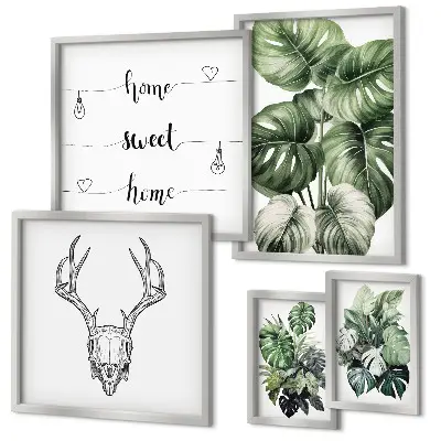 Set of 5 wall art pieces Plant motifs with nature home