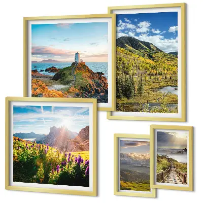 Framed photo set Mountain landscapes nature