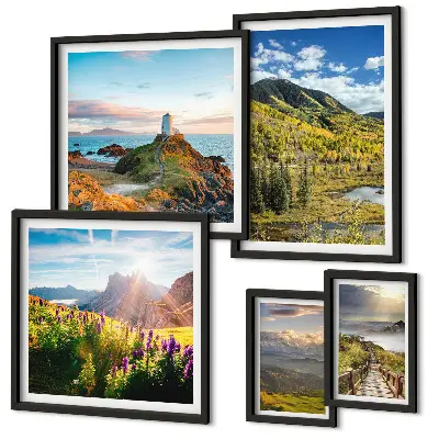 Framed photo set Mountain landscapes nature