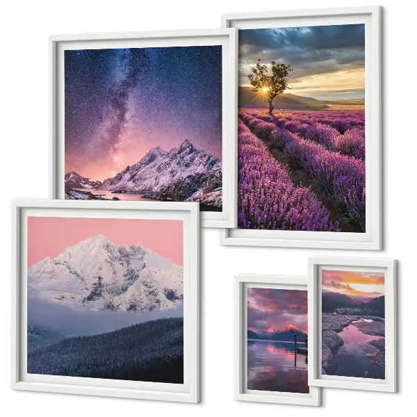 Gallery wall Landscapes of nature lavender mountains