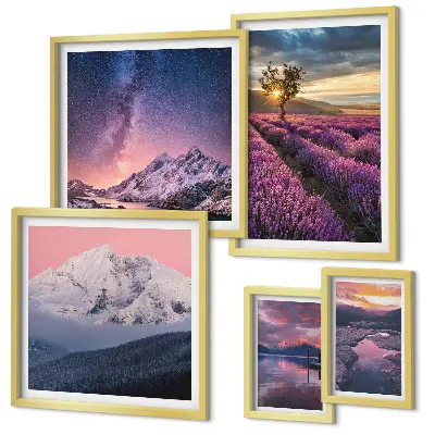 Gallery wall Landscapes of nature lavender mountains