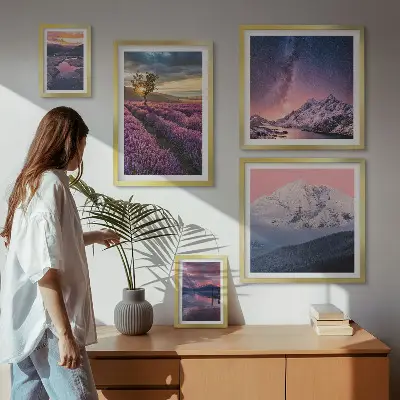 Gallery wall Landscapes of nature lavender mountains