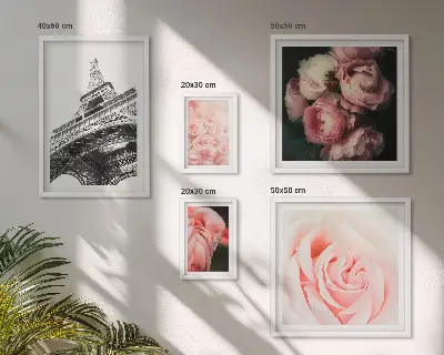 Framed photo set Roses Eiffel Tower Romanticism