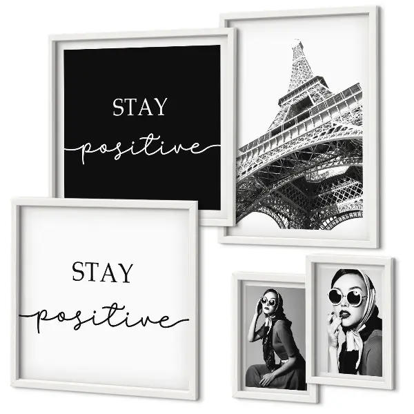 Set of 5 wall art pieces Stylish graphics fashion Paris