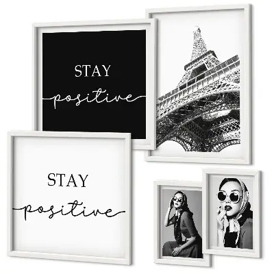 Set of 5 wall art pieces Stylish graphics fashion Paris