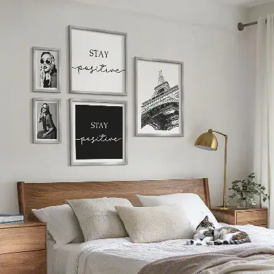 Set of 5 wall art pieces Stylish graphics fashion Paris