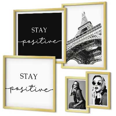 Set of 5 wall art pieces Stylish graphics fashion Paris