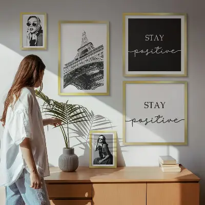 Set of 5 wall art pieces Stylish graphics fashion Paris