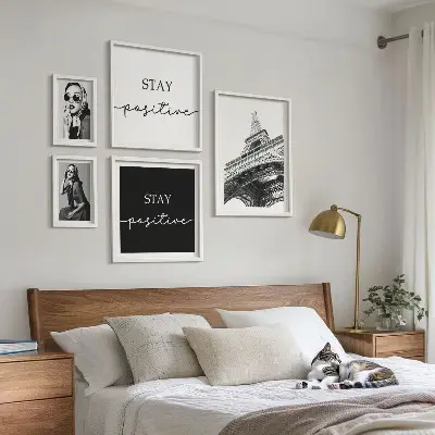 Set of 5 wall art pieces Stylish graphics fashion Paris