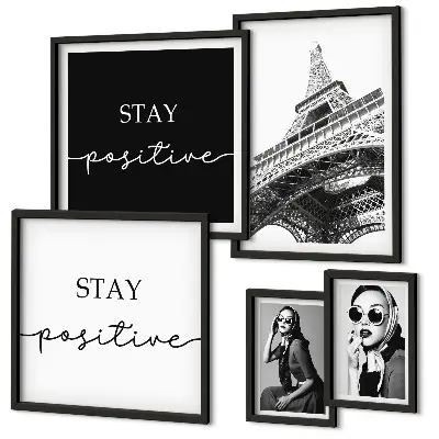 Set of 5 wall art pieces Stylish graphics fashion Paris