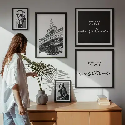 Set of 5 wall art pieces Stylish graphics fashion Paris