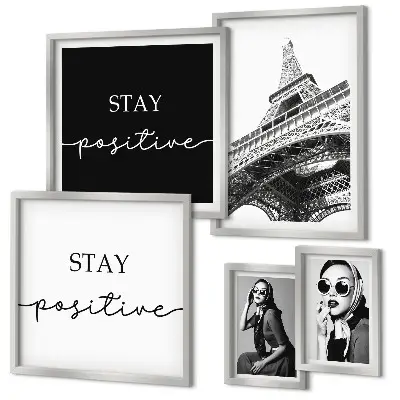 Set of 5 wall art pieces Stylish graphics fashion Paris