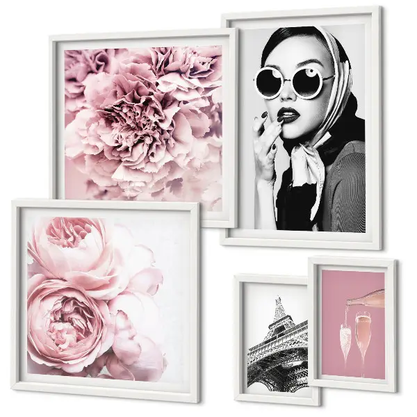 Gallery wall Stylish portraits of rose flowers