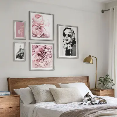 Gallery wall stylish rose flower portraits