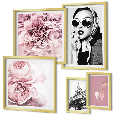Gallery wall Stylish portraits of rose flowers