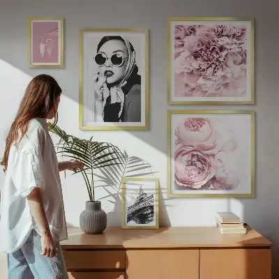 Gallery wall stylish rose flower portraits