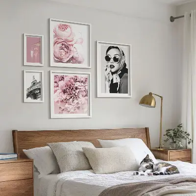 Gallery wall stylish rose flower portraits