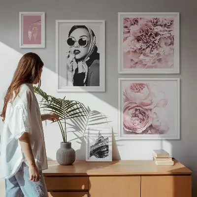 Gallery wall Stylish portraits of rose flowers