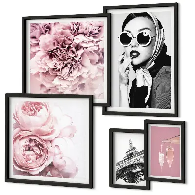 Gallery wall Stylish portraits of rose flowers