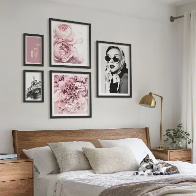 Gallery wall stylish rose flower portraits