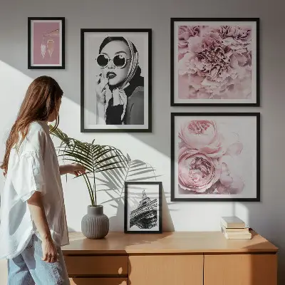 Gallery wall stylish rose flower portraits
