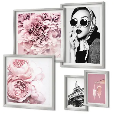 Gallery wall Stylish portraits of rose flowers