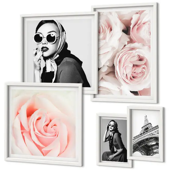 Framed photo set Stylish portraits of roses elegantly
