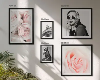 Framed rose portrait set stylish elegant floral prints