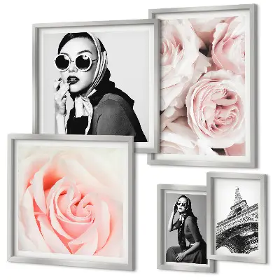 Framed photo set Stylish portraits of roses elegantly