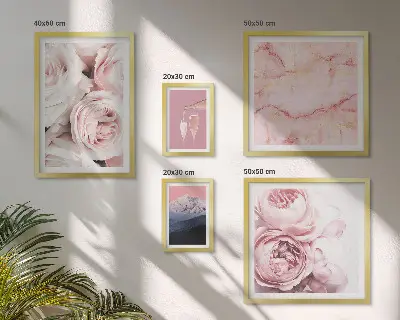 Pink flowers wall art set set of 5 elegant accents