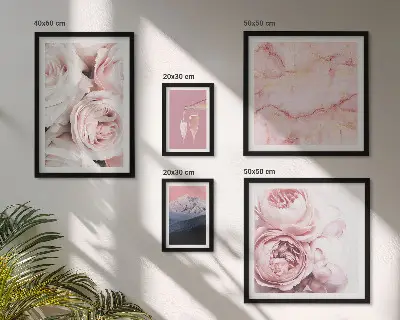 Pink flowers wall art set set of 5 elegant accents