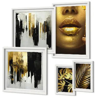 Framed photo set Glamour style plants faces