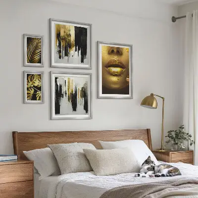 Framed photo set Glamour style plants faces